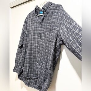 Savile Row Co. Men’s XL Classic Fit Brushed Cotton Flannel Shirt GrayBlue Plaid